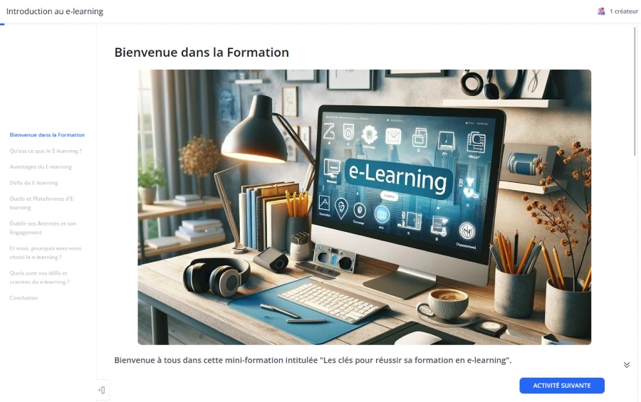 Module "Introduction au e-learning" (dans 360Learning)